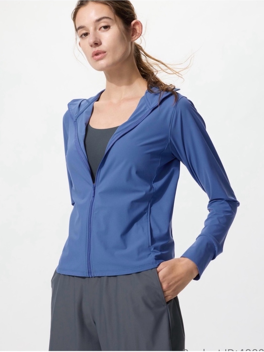 Uniqlo Blue Ultra Stretch AIRism UV Full-Zip Hoodie